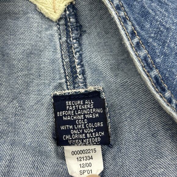 Vintage 2001 GAP Large Short Overalls Baggy Denim Blue Carpenter Shortalls Y2K - Picture 7 of 11